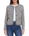 Lyssé Lysse Collarless Stretch Tweed Jacket In Gray