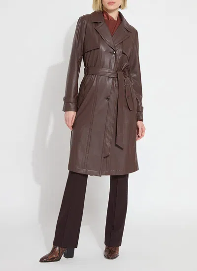 Lyssé Cielo Vegan Leather Trench Coat In Brown