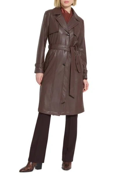 Lyssé Cielo Water Resistant Faux Leather Trenchcoat In Dark Mocha