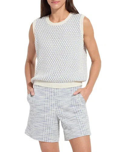 Lyssé Claire Textured Mesh Sweater Shell In White