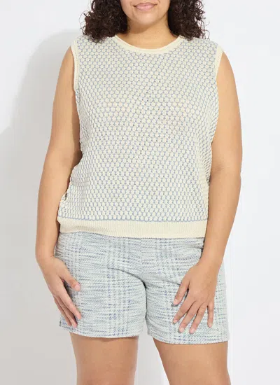 Lyssé Claire Textured Mesh Sweater Shell Curvy In Gray