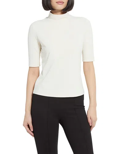 Lyssé Clara Mock Neck Elbow Sleeve Top In Metallic