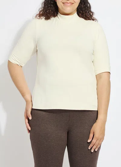 Lyssé Clara Mockneck Elbow Sleeve Top Curvy In Neutral