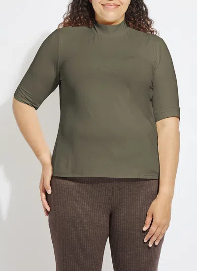 Lyssé Lysse Clara Mock Neck Elbow Sleeve Top In Green