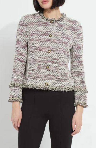 Lyssé Cleo Tweed Fringe Trim Jacket In Multi