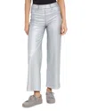 Lyssé Lysse Metallic Coated High Waist Wide Leg Pull-on Jeans In Silver