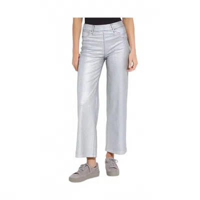 Lyssé Coated High Waist Wide Leg Jeans In Metallic Silver In Multi