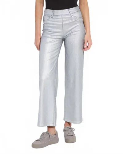 Lyssé Lysse Metallic Coated High Waist Wide Leg Pull-on Jeans In Gray