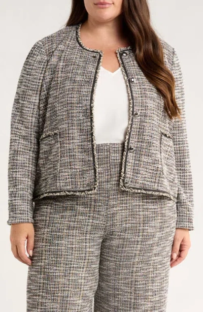 Lyssé Lysse Collarless Stretch Tweed Jacket In Gray