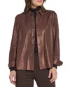 Lyssé Connie Patent Foil Vegan Suede Shacket In Metallic Copper In Copper