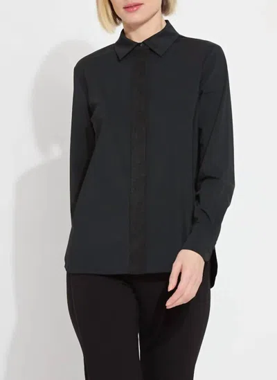 Lyssé Connie Micro Beaded Button Down Shirt In Black