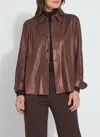 Lyssé Connie Patent Foil Vegan Suede Shacket In Metallic Copper In Brown