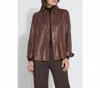 Lyssé Connie Patent Foil Vegan Suede Shacket In Metallic Copper