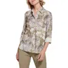 Lyssé Connie Roll Tab Button Front Shirt In Layered Bloom