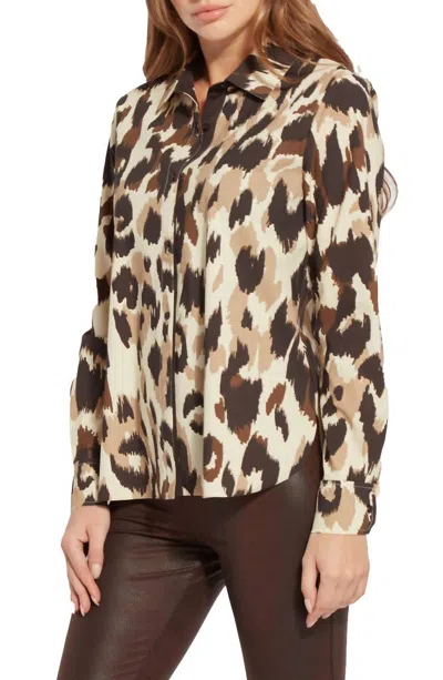 Lyssé Connie Slim Button Down Shirt In Multi In Brown