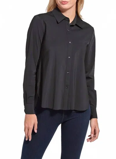 Lyssé Connie Slim Button-down Shirt In Black In Blue