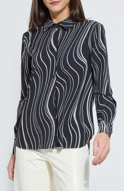 Lyssé Lysse Connie Slim Fit Animal Print Button-up Shirt In Undulating Lines