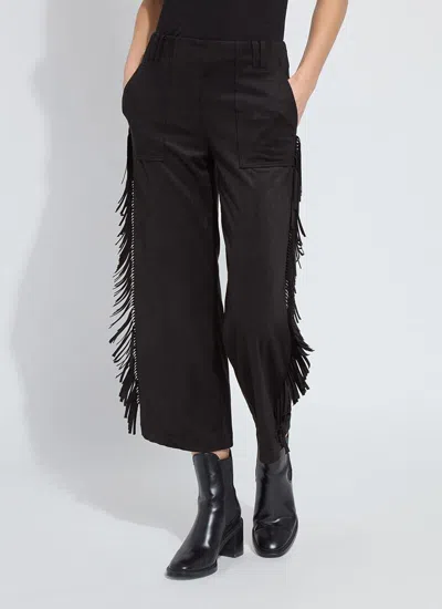 Lyssé Cooper Fringe Wide Leg Crop Vegan Suede Pant In Black