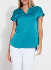 Lyssé Coraline V-neck Top In Turquoise Powder In Blue