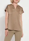 Lyssé Coraline V-neck Top In Olive Leaf In Multi