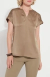 Lyssé Coraline V-neck Top In Olive Leaf In Brown