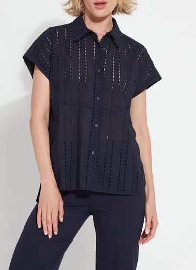 LYSSÉ CORNET COTTON EYELET TOP