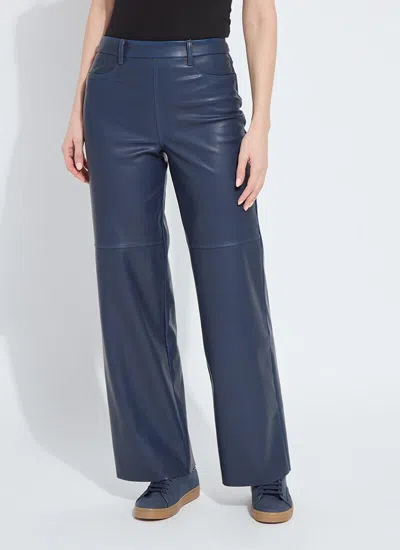 Lyssé Cortina Hi Waist Wide Leg Vegan Leather In Blue