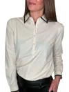 Lyssé Crisp Chino With Contrast Trim In Off-white In White