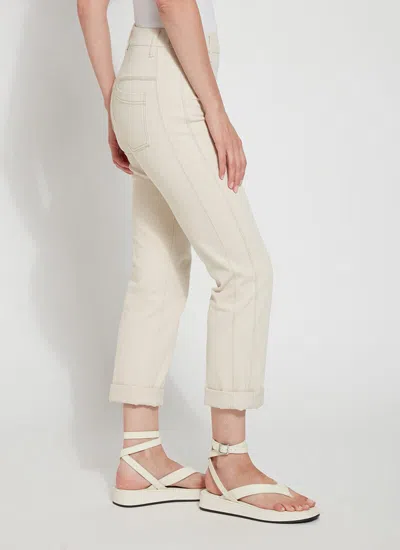 Lyssé Cropped Boyfriend Denim (24" Inseam Cuffed) In Burgundy