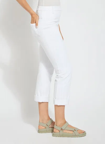 Lyssé Cropped Boyfriend Denim (24" Inseam, Cuffed) In White