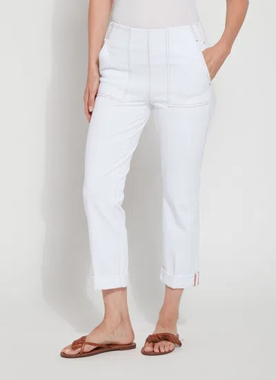 Lyssé Cropped Boyfriend Denim With Pockets In White