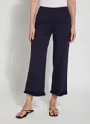 Lyssé Coastal Wide Leg Fringe Crop Pants In True Navy In Blue