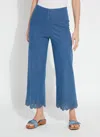 Lyssé Lysse Eyelet Hem Pull-on Crop Wide Leg Knit Jeans In Blue