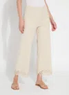 Lyssé Cropped Embroidered Eyelet Wide Leg Pant In Light Almond In Multi