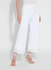 Lyssé Cropped Embroidered Eyelet Wide Leg Pants In White In White