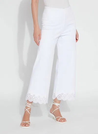 Lyssé Cropped Embroidered Eyelet Wide Leg Pants In White