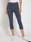 Lyssé Cropped Pattern Pinstripe Capri Denim Leggings In Indigo In Multi