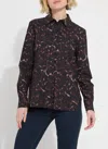 Lyssé Cropped Schiffer Button Down Shirt In Balanced Wave In Black