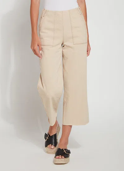 Lyssé Cropped Zig Zag Denim Wide Leg - Arizona Sand (25" Inseam) In Neutral