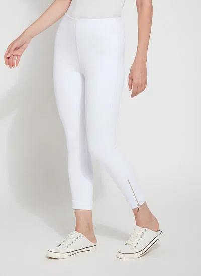 Lyssé Cropped Zip Hem Denim - White (24" Inseam)
