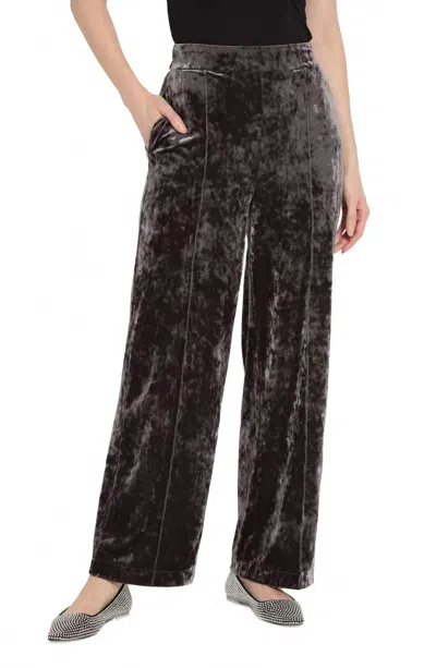 Lyssé Crushed Velvet Wide Leg Pants In Black In Brown