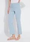 Lyssé Crystal Embellished Pull-on Baby Bootcut Ankle Jeans In Blue