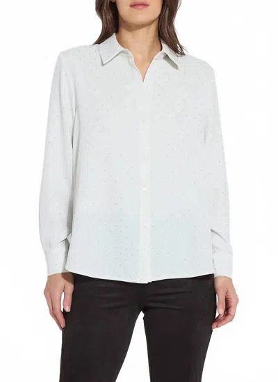 Lyssé Crystal Embellished Parker Button Down Shirt In Ice In White