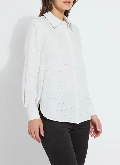 Lyssé Crystal Embellished Parker Shirt Curvy In White