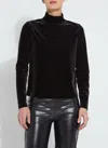 Lyssé Crystal Embellished St Velvet Turtleneck In Black