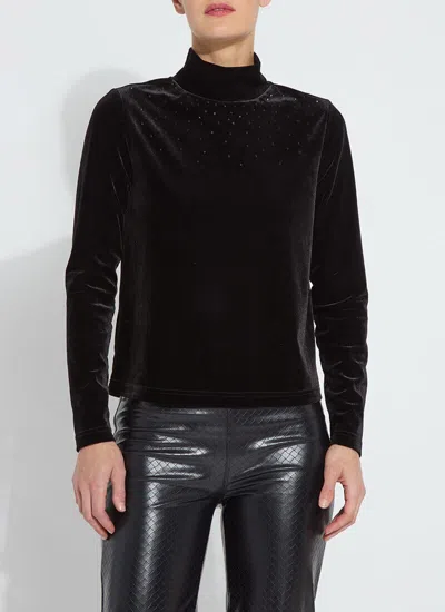 Lyssé Crystal Embellished St Velvet Turtleneck In Black