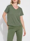 Lyssé Cyrus Box-cut V-neck Tee In Green