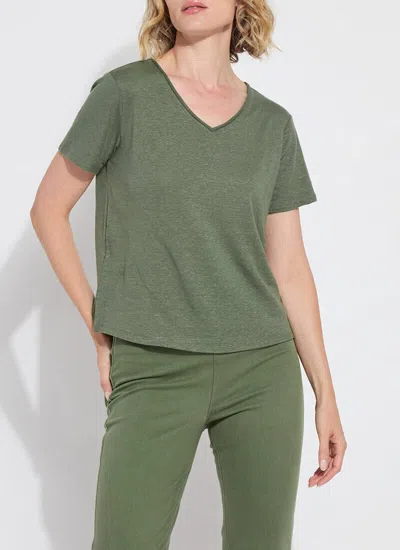 Lyssé Cyrus Box-cut V-neck Tee In Green