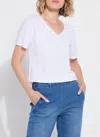 Lyssé Cyrus Box-cut V-neck Tee In White