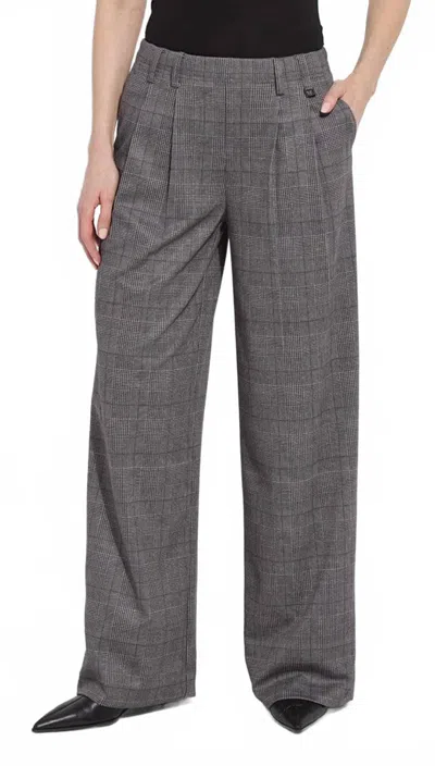 Lyssé Darcy Ponte Pleated Wide Leg Trouser In London Glen Plaid In Multi